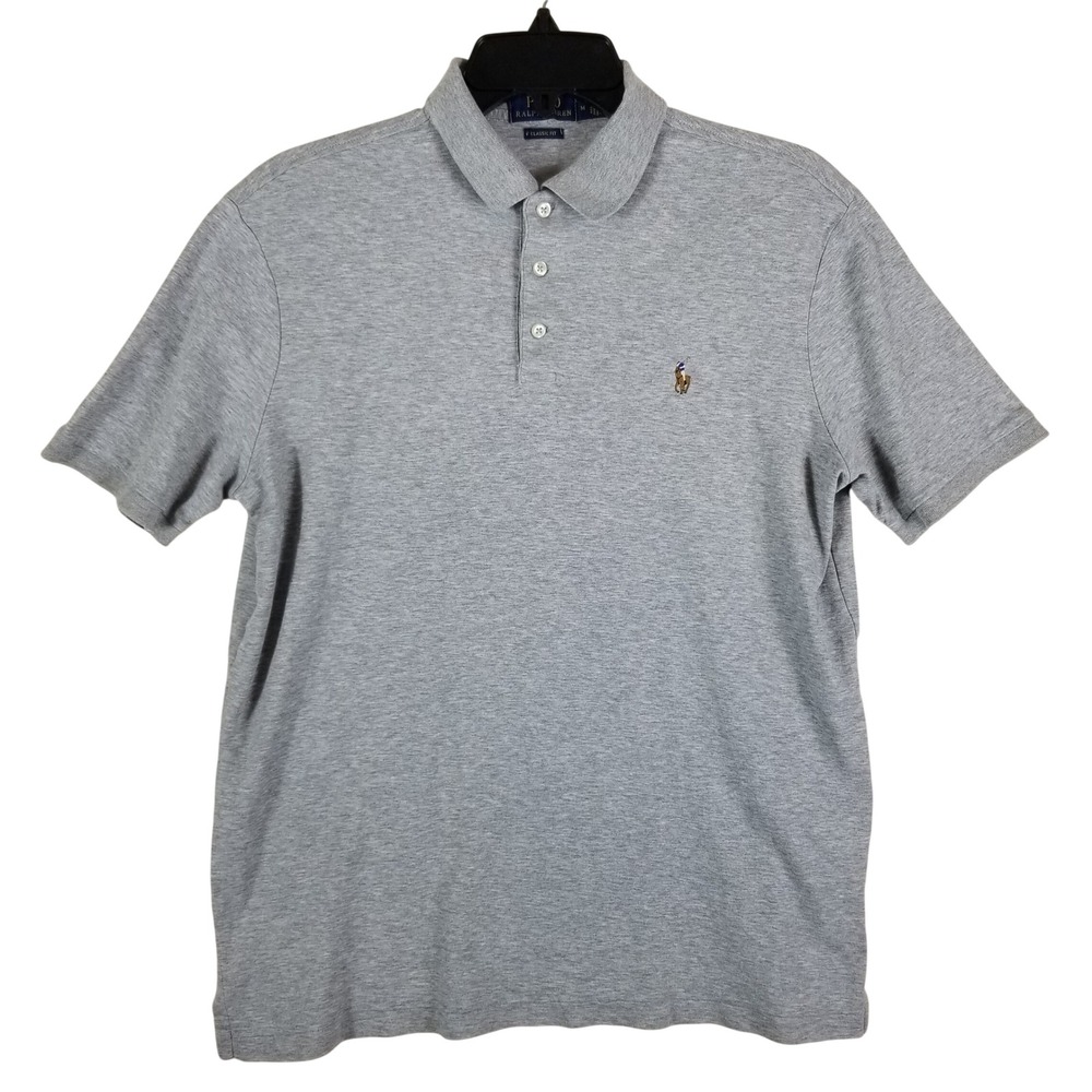 Polo Ralph Lauren Polo Shirt Mens Medium Grey Classic Fit Short Sleeve Cotton